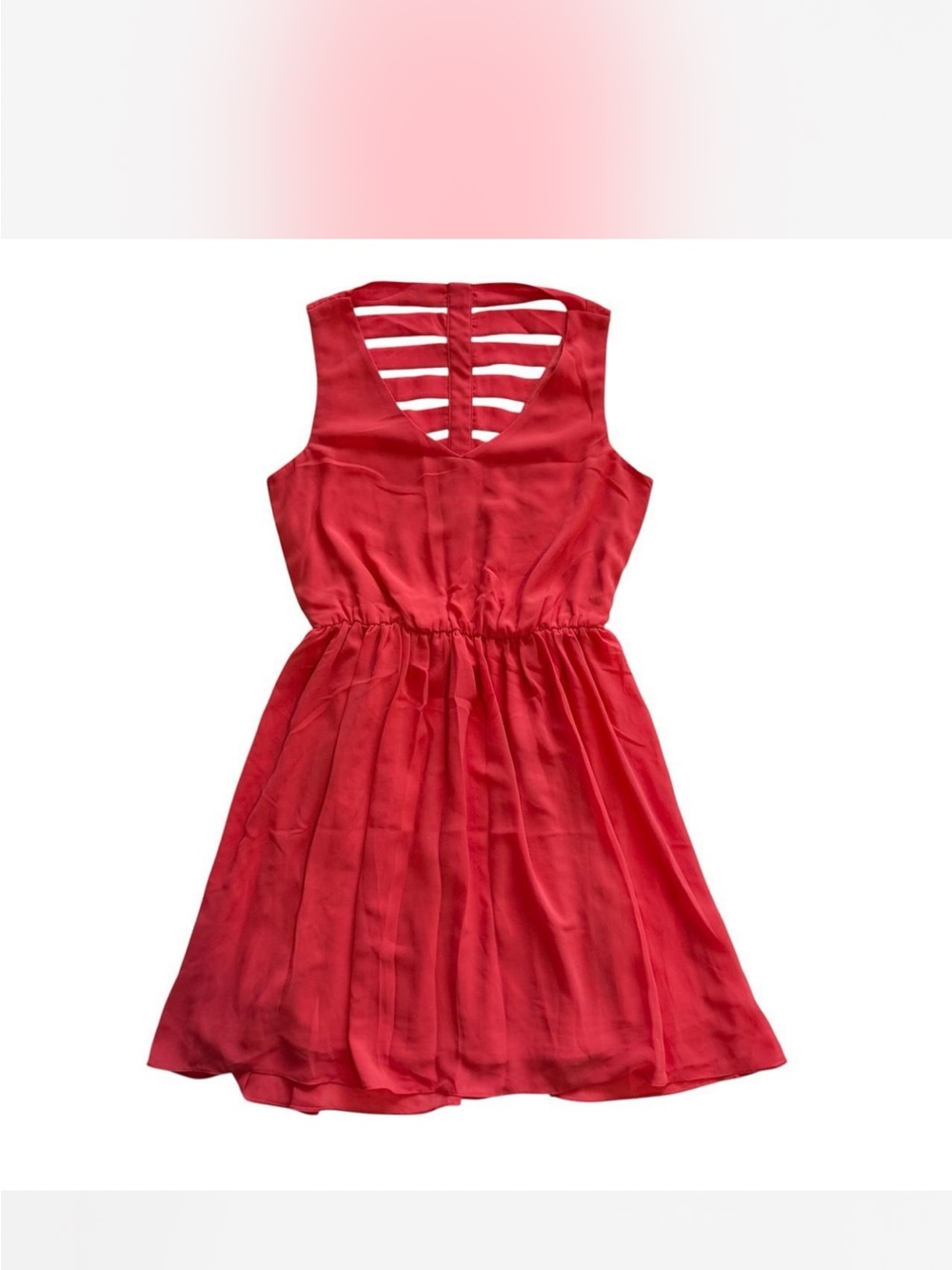iZ Byer Girls Orange-Red Sleeveless Chiffon Dress Open Back XS